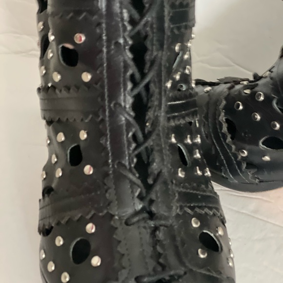 Stuart Weitzman Cagey Black Leather Rocker Ankle Bootie Size 9.5 Good Condition - Picture 15 of 16